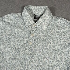 Faherty Polo Shirt Mens XS Green Leaf Print Reserve Movement Casual Short Sleeve